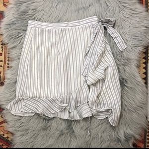 Lulu's White and Blue Wrap Skirt